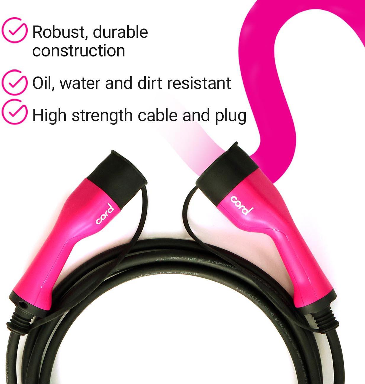 Cord Pink Cable 5m 230V 32A 7.4KW
