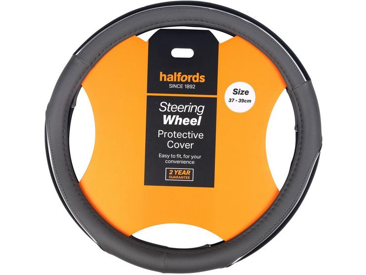 Halfords Black/ Grey steering wheel cover