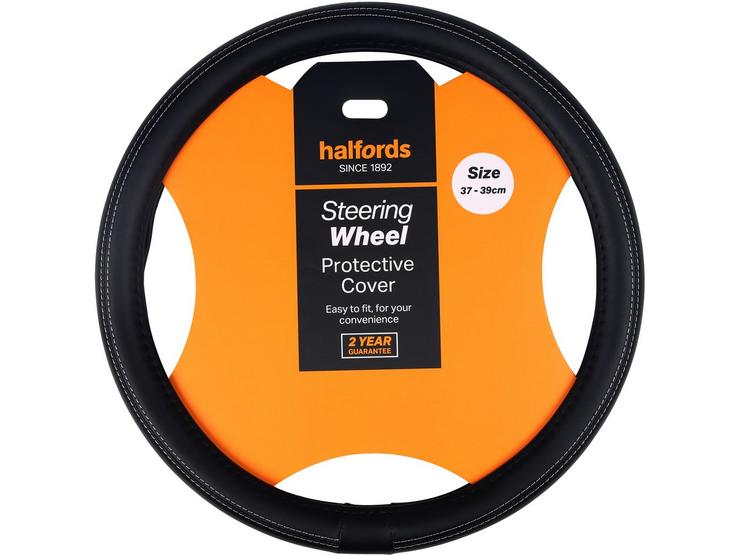 Halfords steering wheel cover Black with Grey stitching