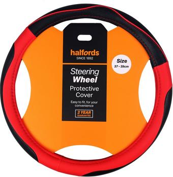 Halfords Black / Red steering wheel cover