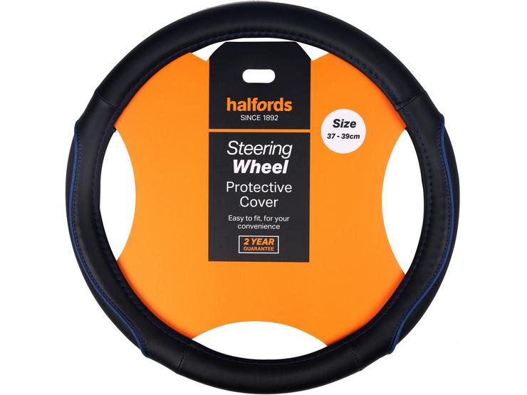 Halfords Black with Blue edging Steering wheel cover