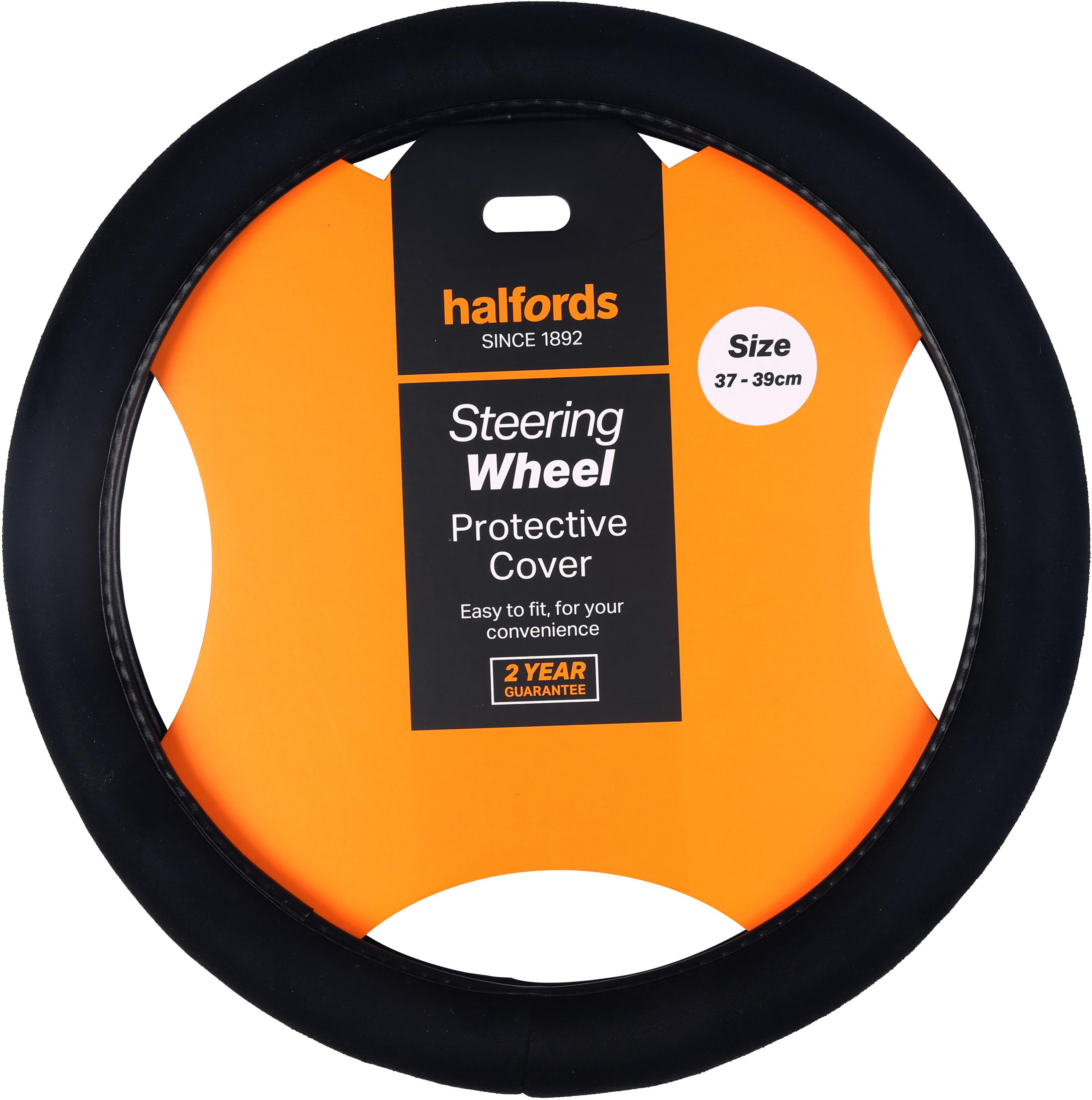 Halfords Black Plush Steering Wheel Cover