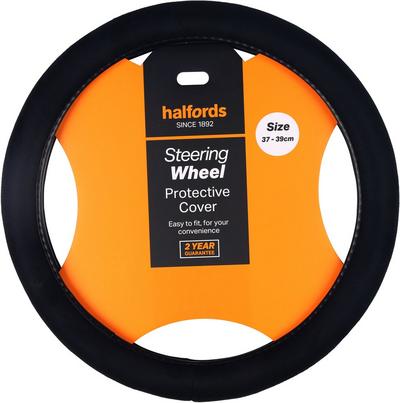 Halfords Black plush steering wheel cover