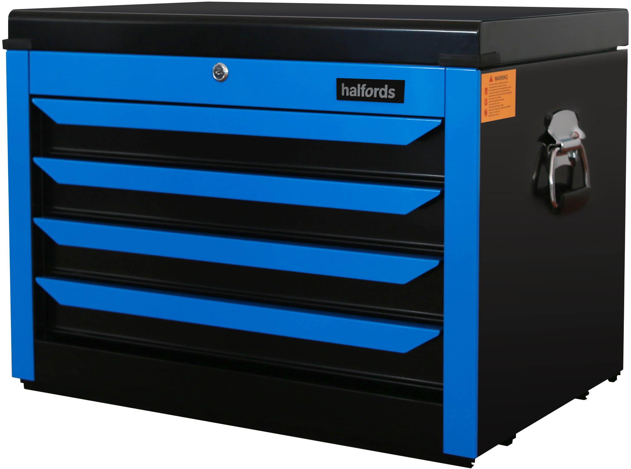 Halfords '27" 4 Drawer Top Chest in Neon Blue(With Auto return function)