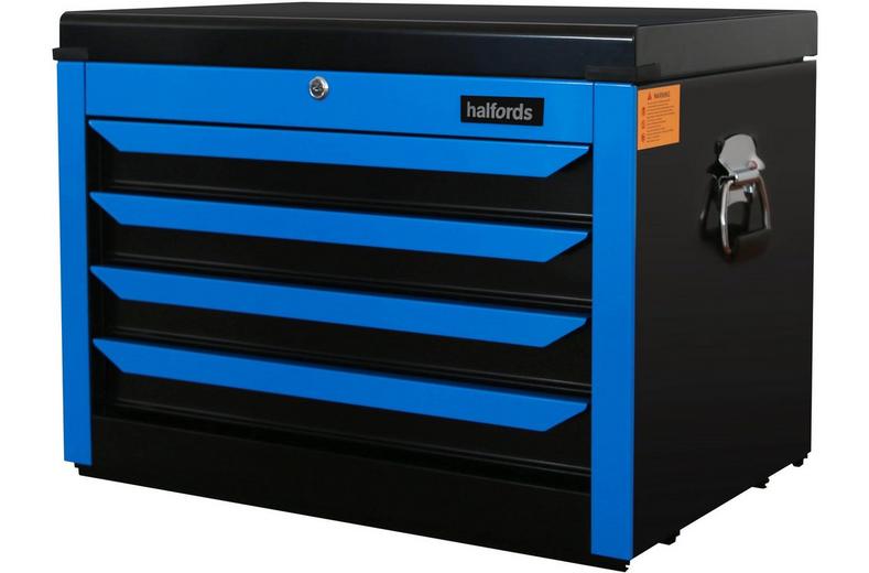 Halfords '27" 4 Drawer Top Chest in Neon Blue(With Auto return function) Halfords '27" 4 Drawer Top Chest in Neon Blue(With Auto return function)