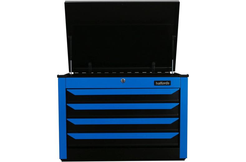 Halfords '27" 4 Drawer Top Chest in Neon Blue(With Auto return function) Halfords '27" 4 Drawer Top Chest in Neon Blue(With Auto return function)