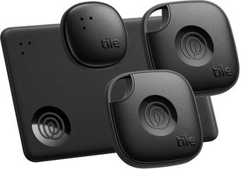 Tile by Life360 Mate Essential (2024) - 4-Pack (2 Black Mates/Slim/Sticker)