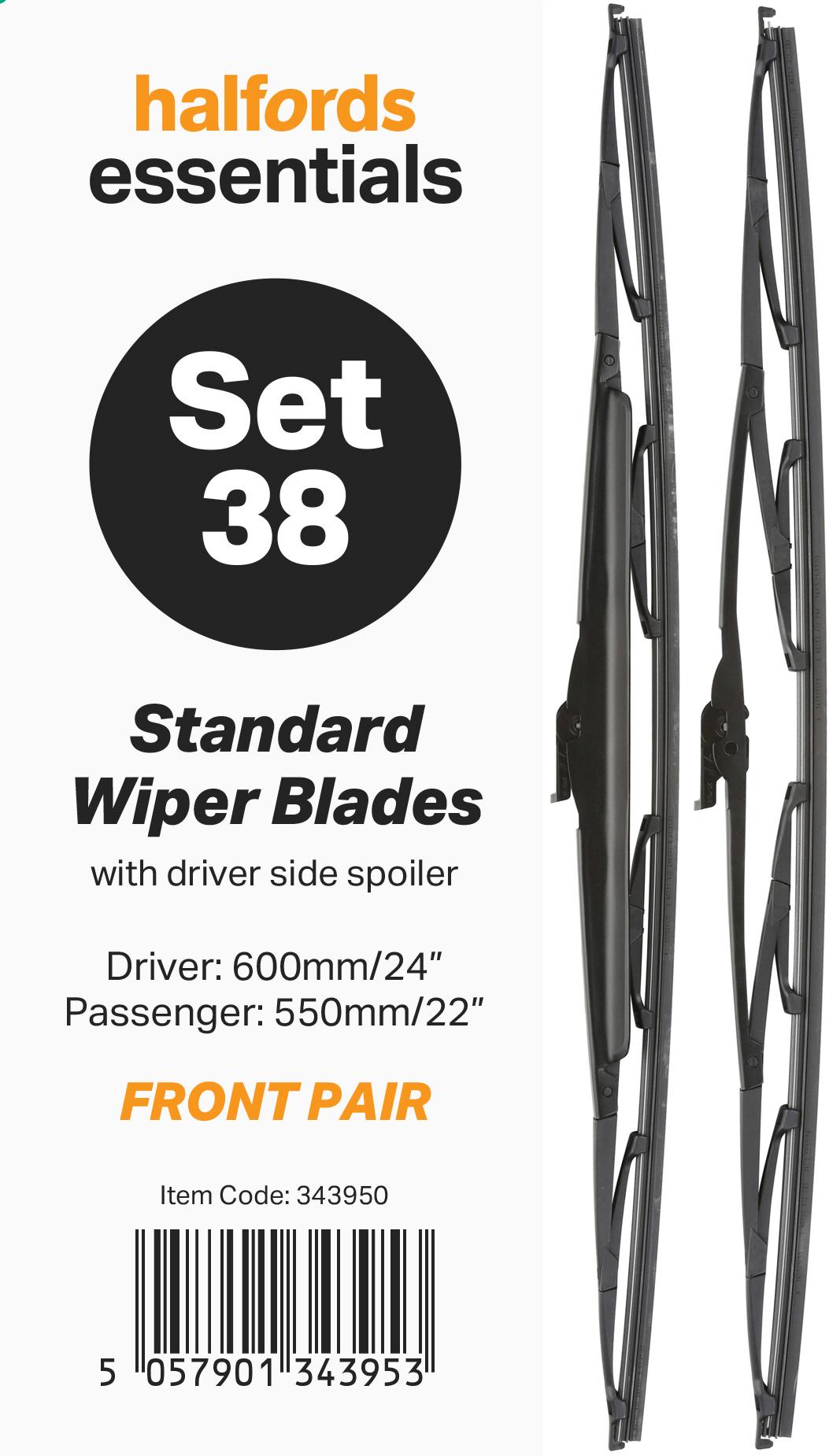 Halfords Essentials Wiper Blade Set 38