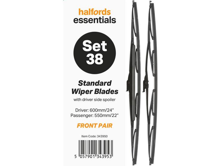 Halfords Essentials Wiper Blade Set 38