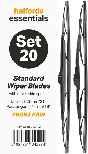 Halfords Essentials Wiper Blade Set 20