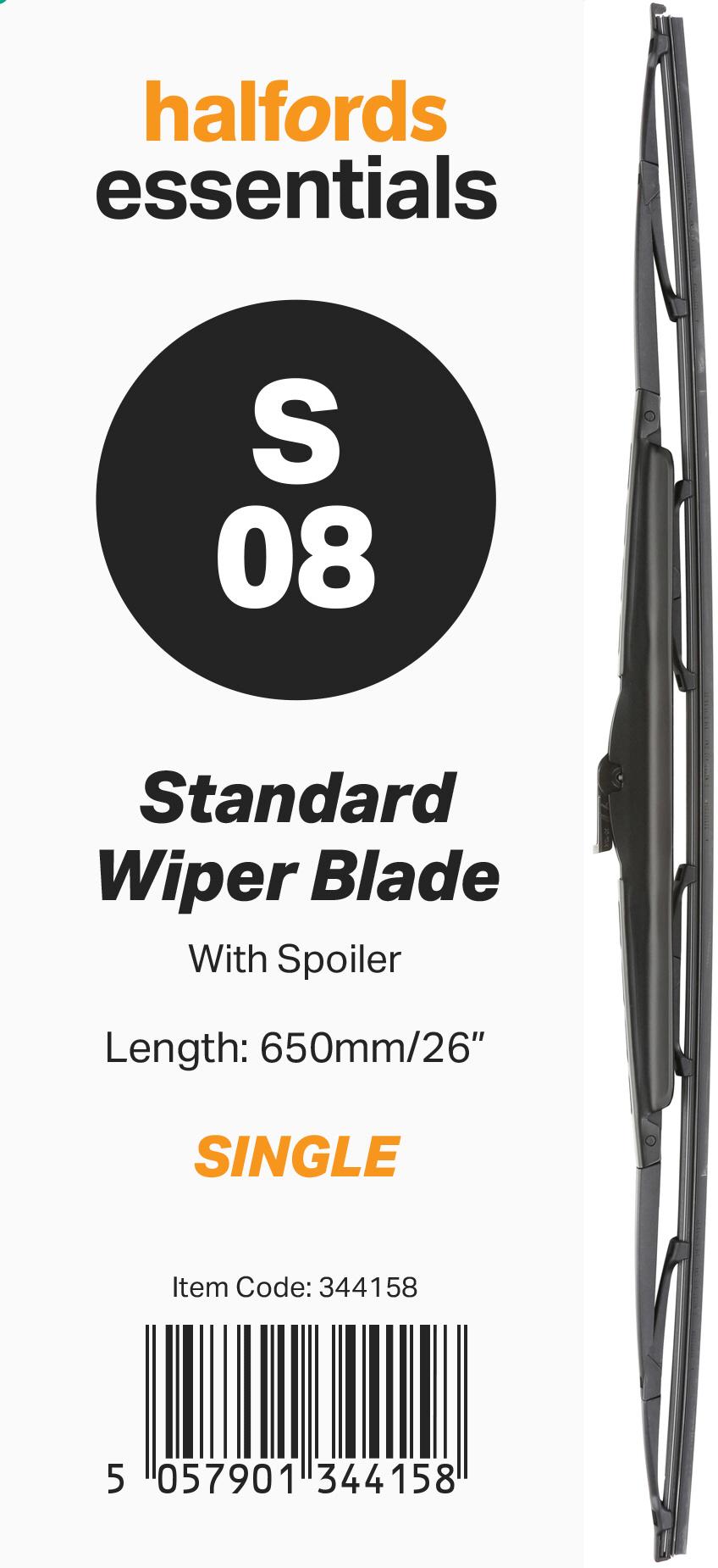 Halfords Essentials Spoiler Wiper Blade S08 - 26 Inch