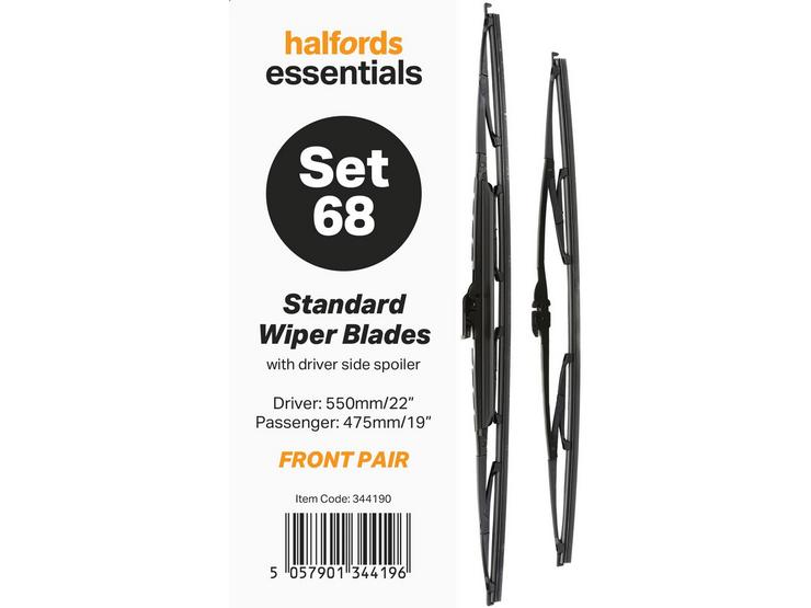 Halfords Essentials Wiper Blade Set 68