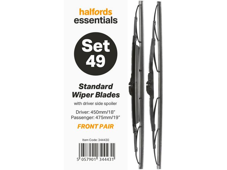Halfords Essentials Wiper Blade Set 49