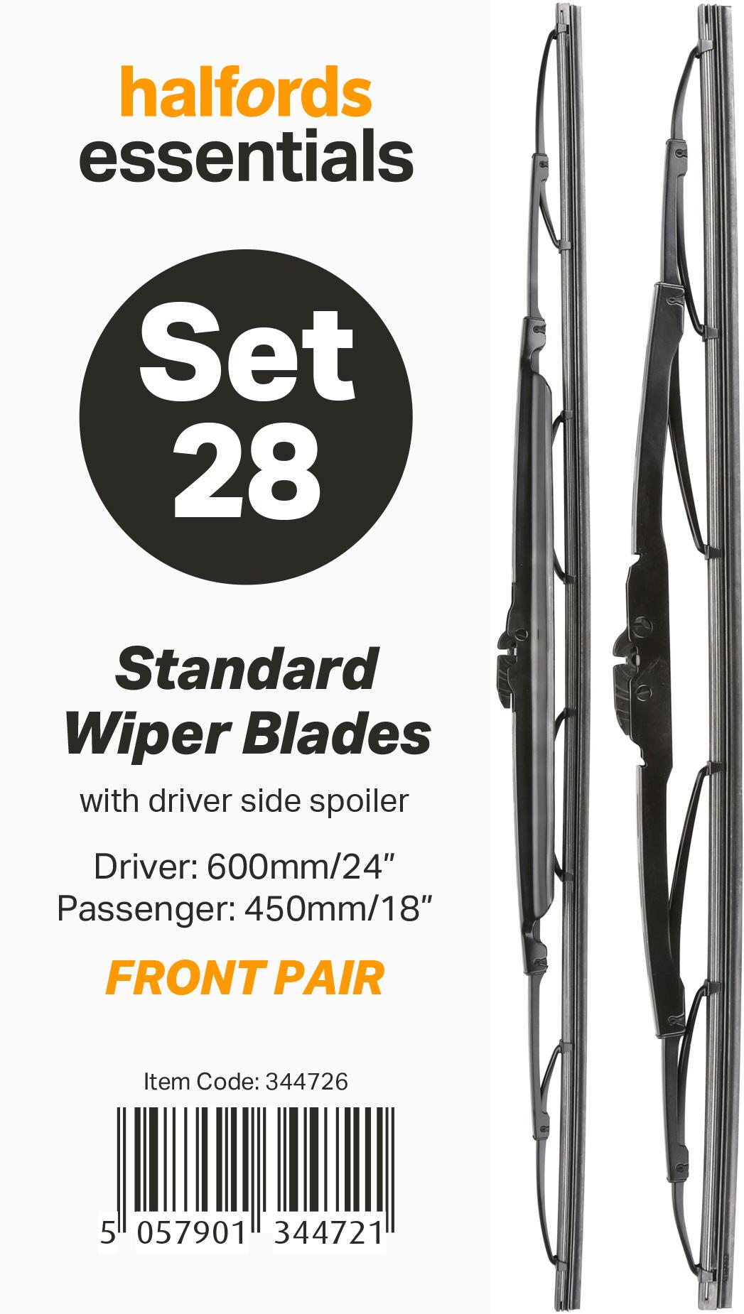 Halfords Essentials Wiper Blade Set 28