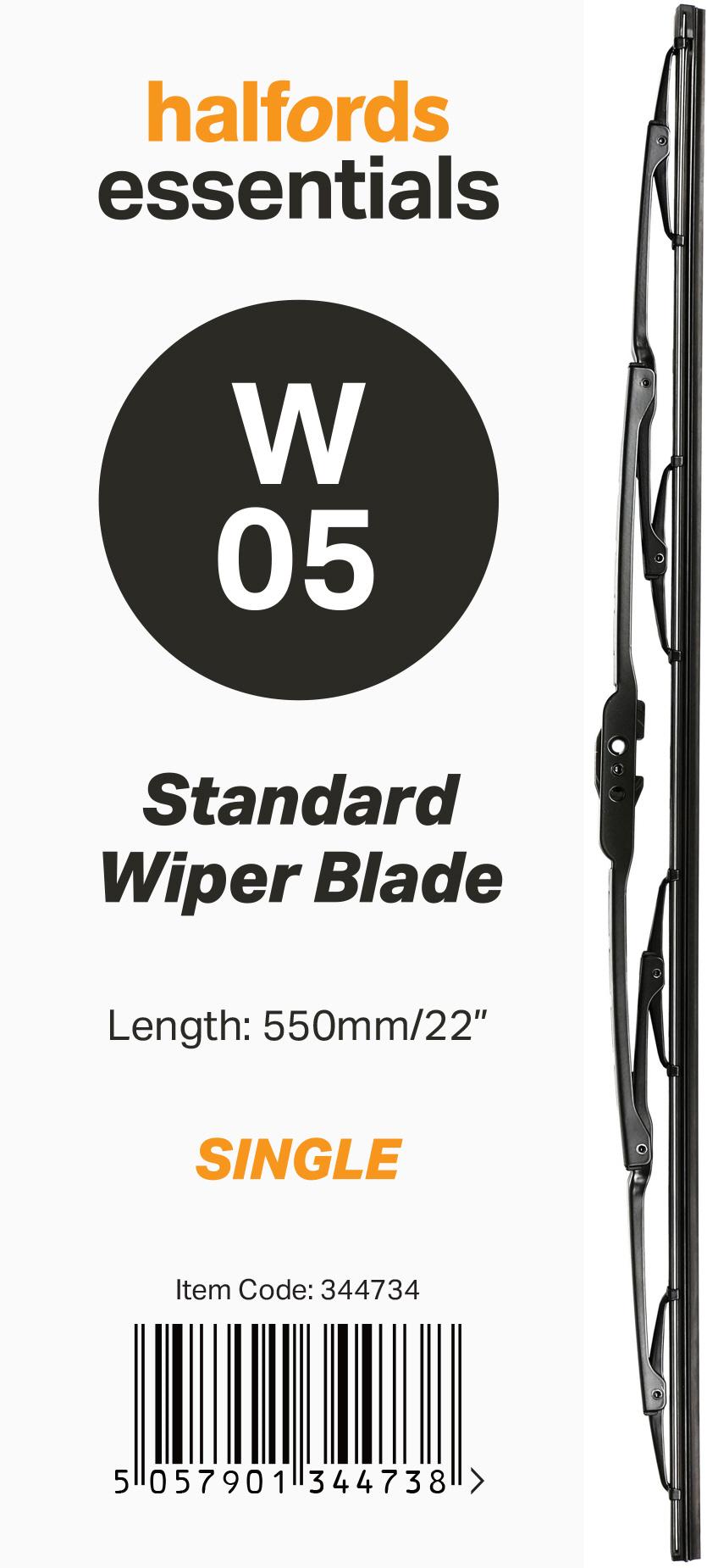 Halfords Essentials Single Wiper Blade W05 - 22 Inch