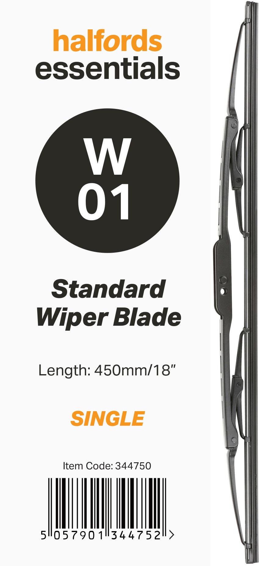 Halfords Essentials Single Wiper Blade W01 - 18 Inch