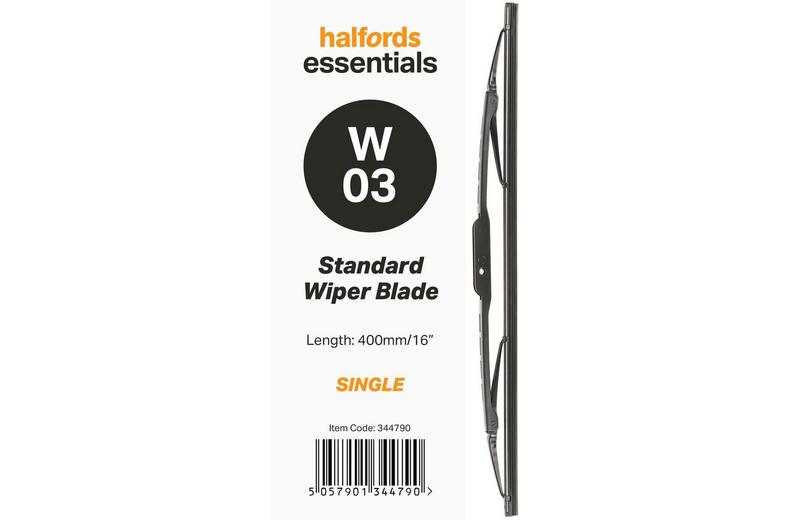 Halfords Essentials Single Wiper Blade W03 - 16" Halfords Essentials Single Wiper Blade W03 - 16"