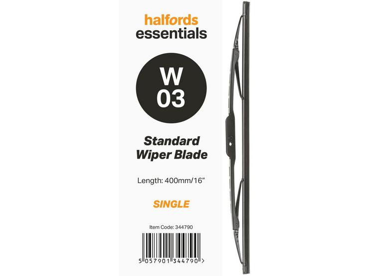 Halfords Essentials Single Wiper Blade W03 - 16"