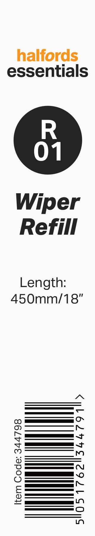 Halfords Essentials Wiper Blade Refill R01 - 18 Inch
