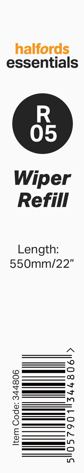 Halfords Essentials Wiper Blade Refill R05 - 22 Inch