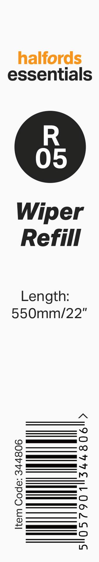 Halfords Essentials Wiper Blade Refill R05 - 22"