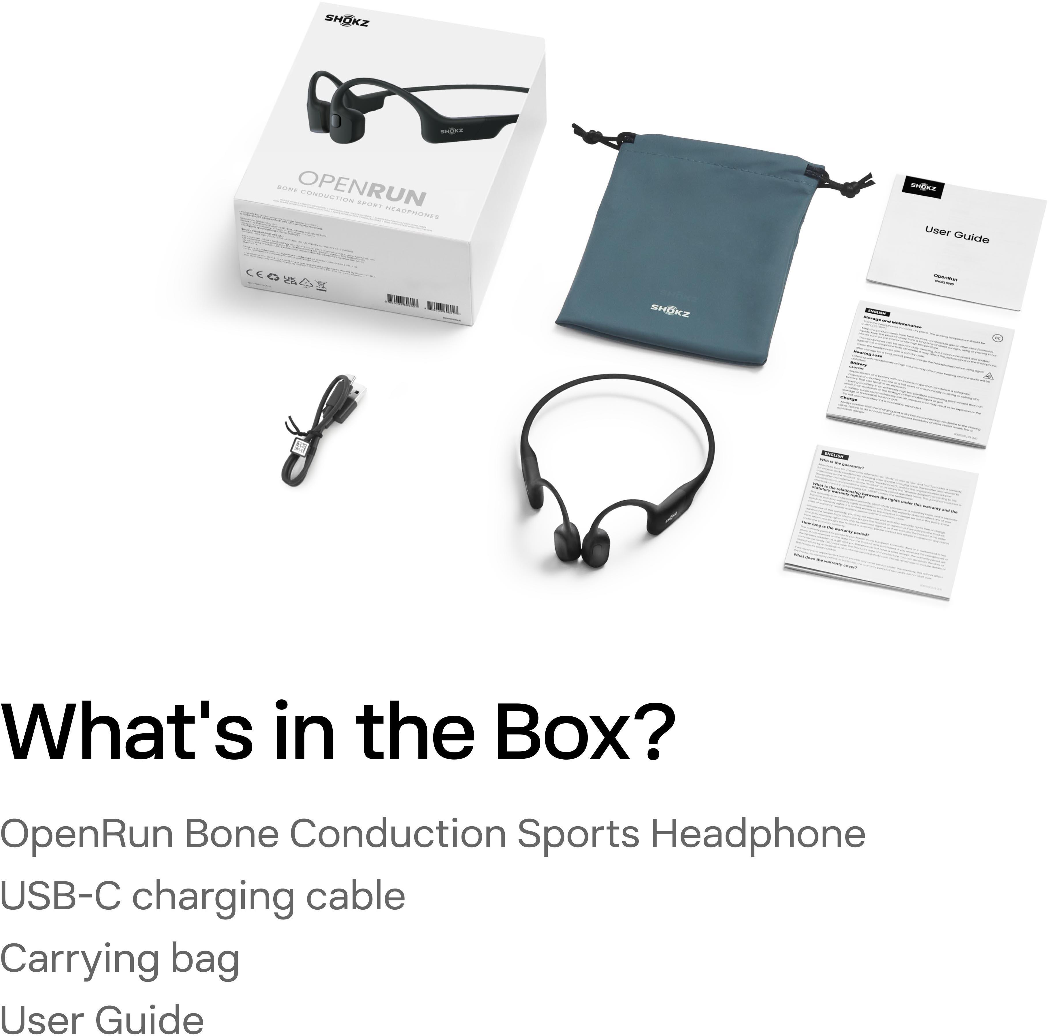 SHOKZ OpenRun open-ear sports headphones with USB-Type C connector