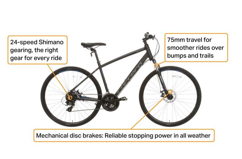 Carrera Crossfire 2 Mens Hybrid Bike - Black - S, M, L Frames Carrera Crossfire 2 Mens Hybrid Bike - Black - S, M, L Frames