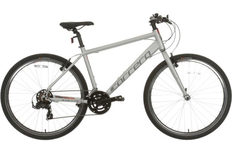 Carrera Parva Mens Hybrid Bike - Silver - S, M, L Frames Carrera Parva Mens Hybrid Bike - Silver - S, M, L Frames