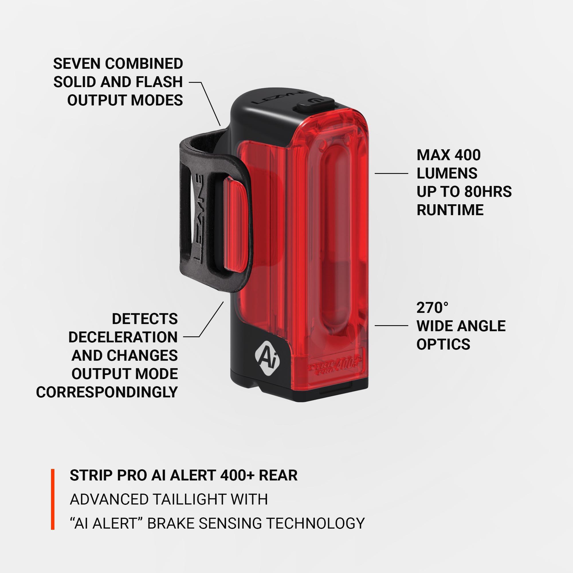 Lezyne Strip Pro Ai Alert 400+ Rear Bike Light
