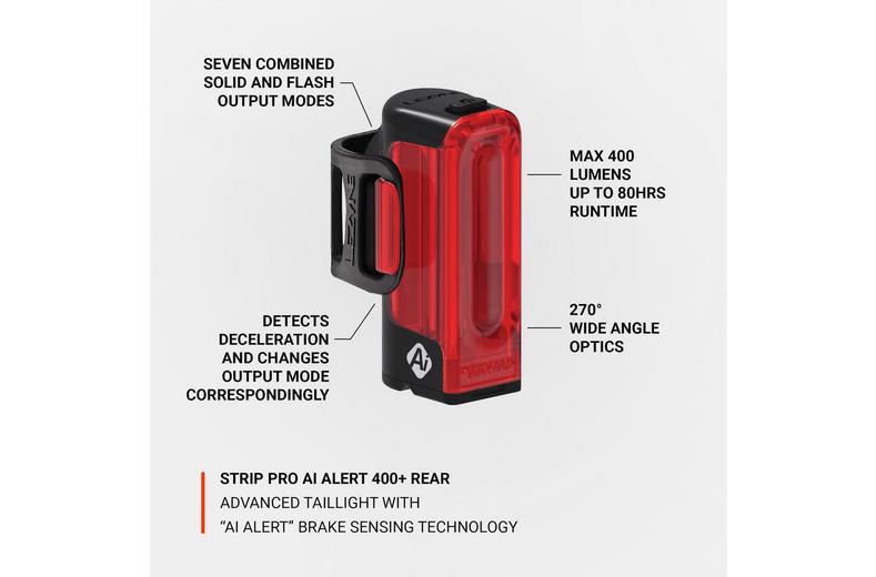 Lezyne Strip Pro Ai Alert 400+ Rear Bike Light Lezyne Strip Pro Ai Alert 400+ Rear Bike Light
