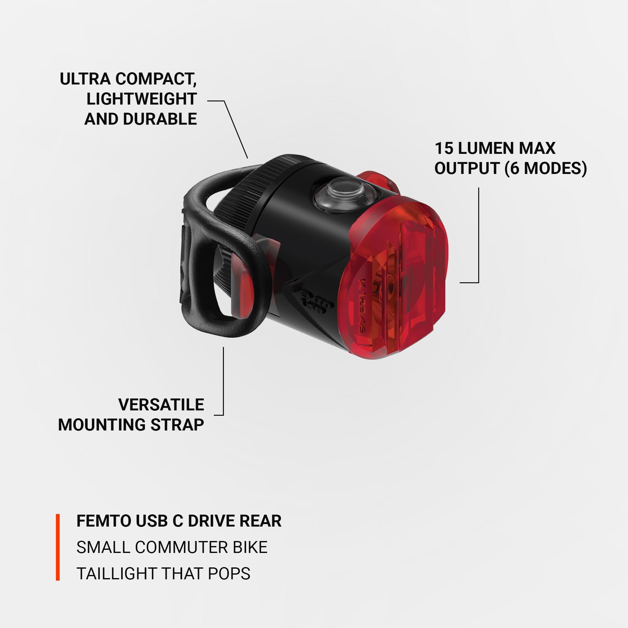 Lezyne Femto USB C Drive Rear Bike Light