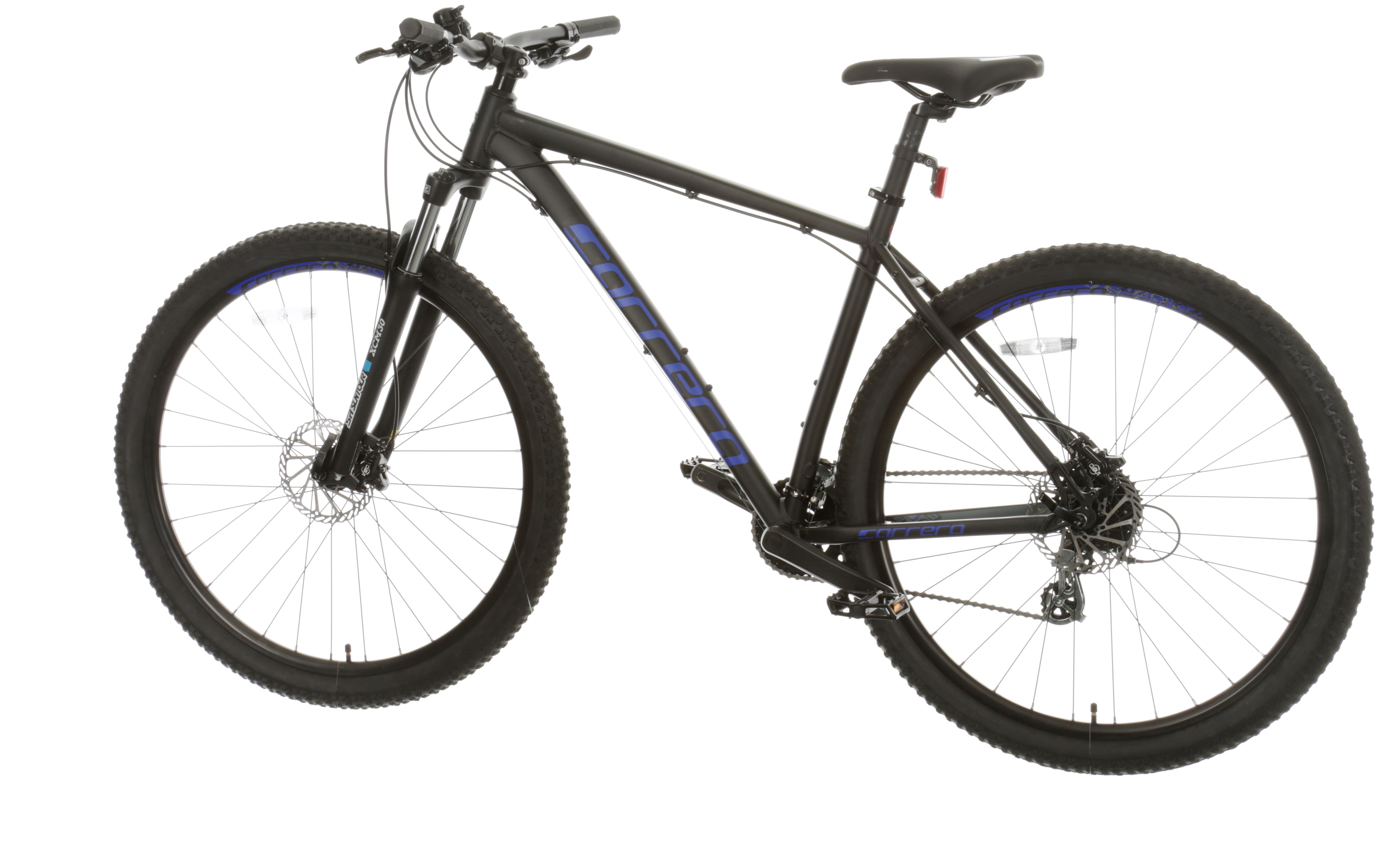 black and blue carrera mountain bike