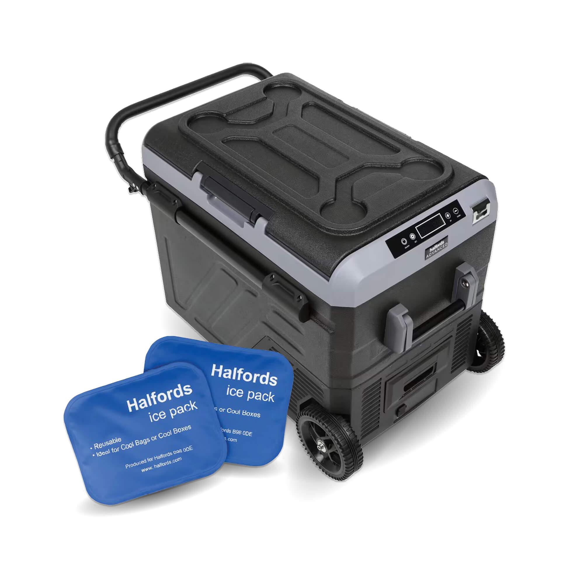 Halfords Advanced 50L Compressor Coolbox & Large Ice Packs (Pack of 2) Bundle