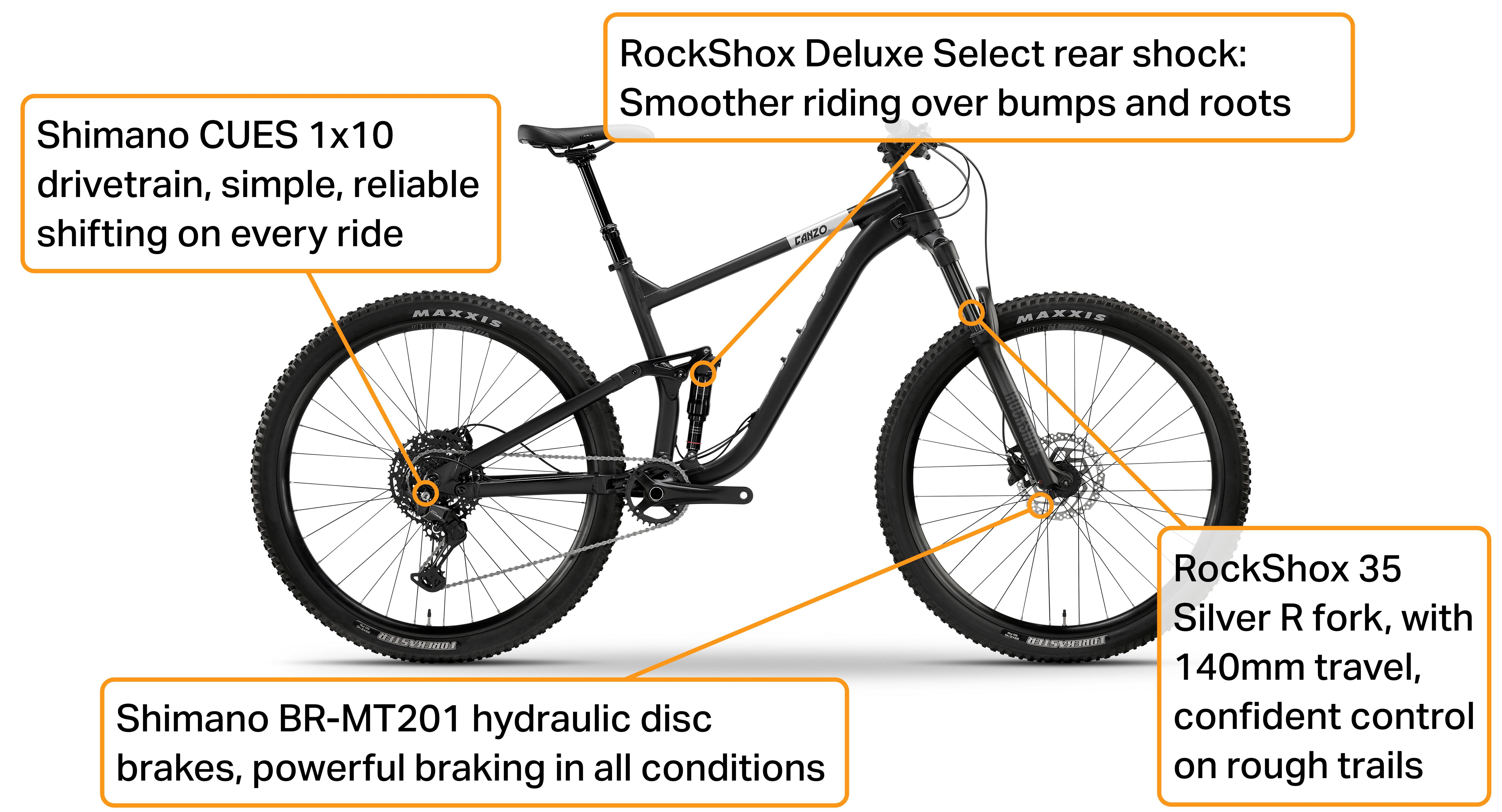 Voodoo Canzo FS Mountain Bike - S, M, L, XL Frames