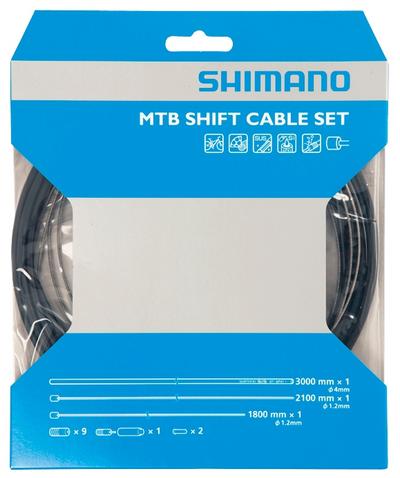 MTB gear cable set with stainless steel inner wire, black