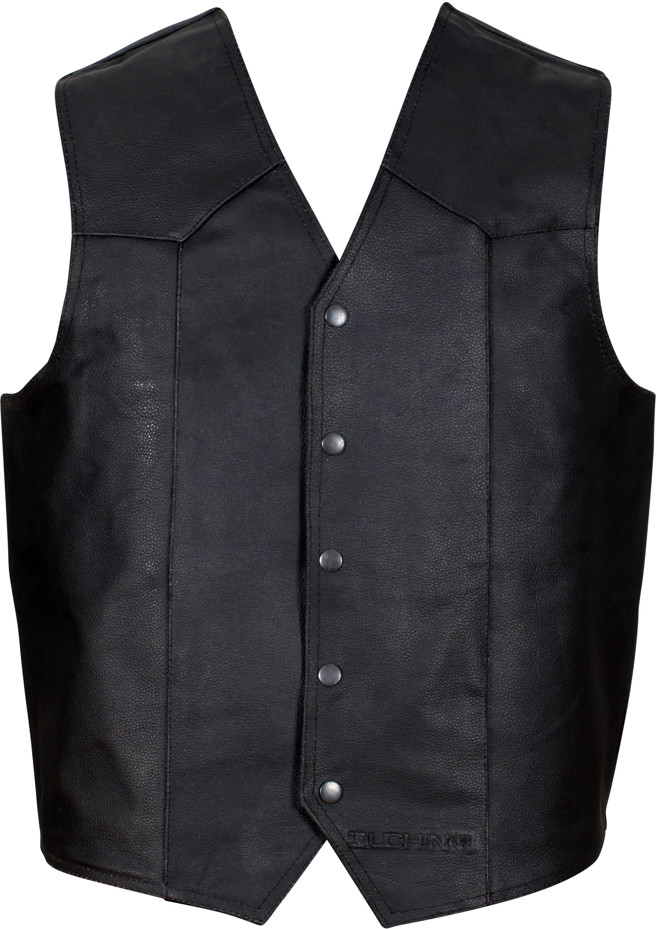 Duchinni Classic Leather Motorcycle Waistcoat - Black