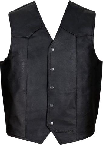 Duchinni Classic Leather Motorcycle Waistcoat - Black