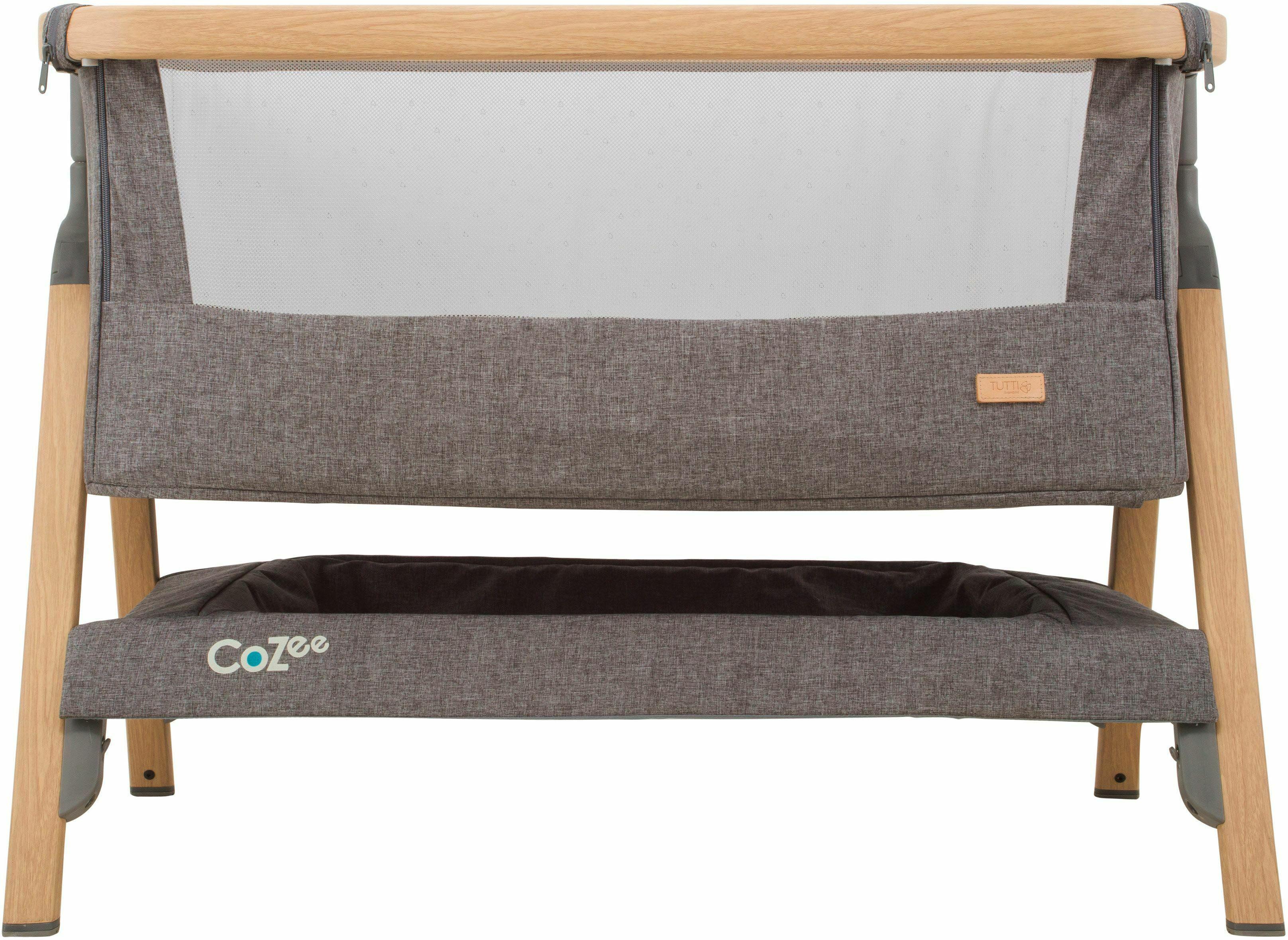 Tutti Bambini CoZee Bedside Crib  - Oak and Charcoal