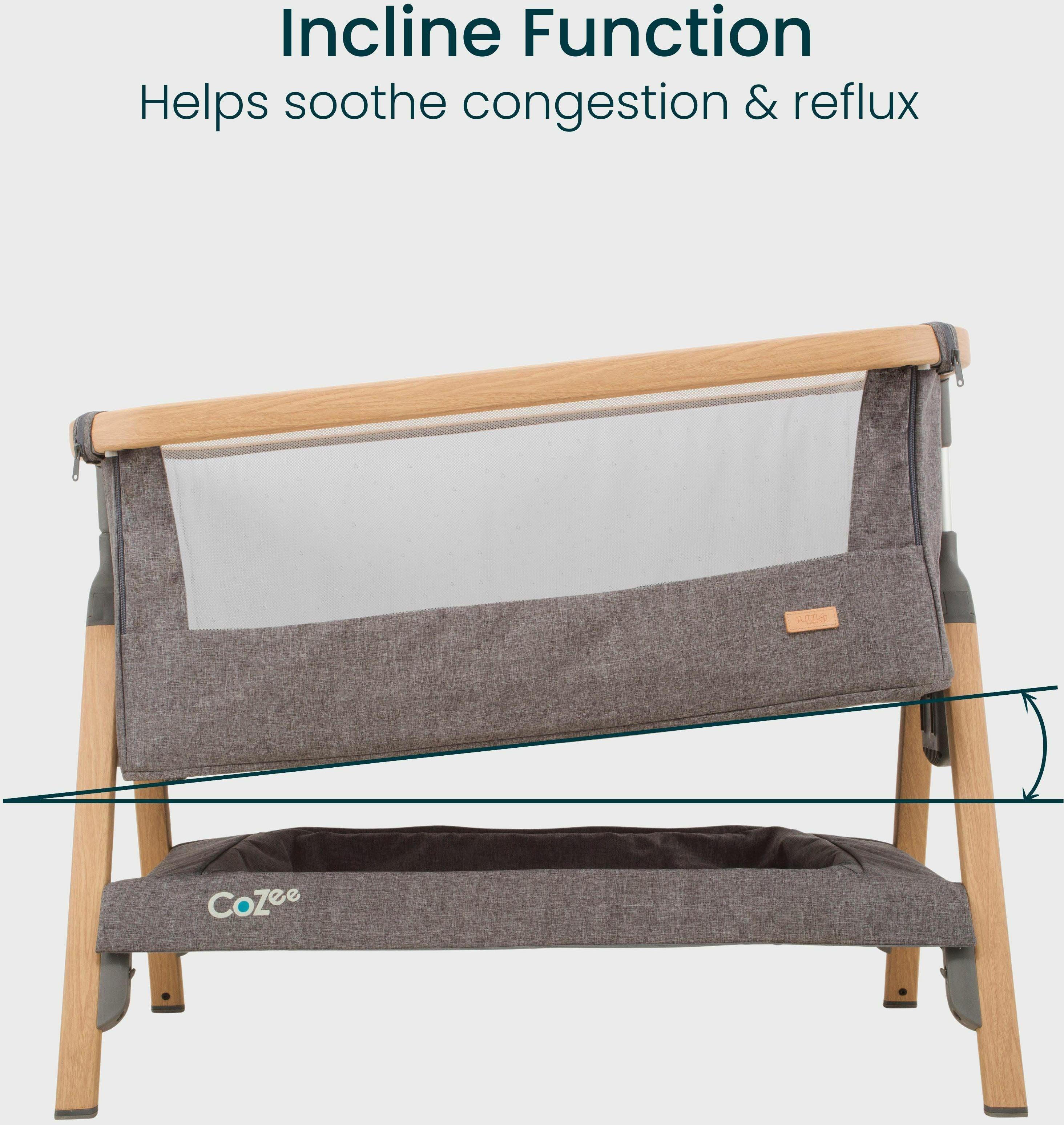 Tutti Bambini CoZee Bedside Crib  - Oak and Charcoal