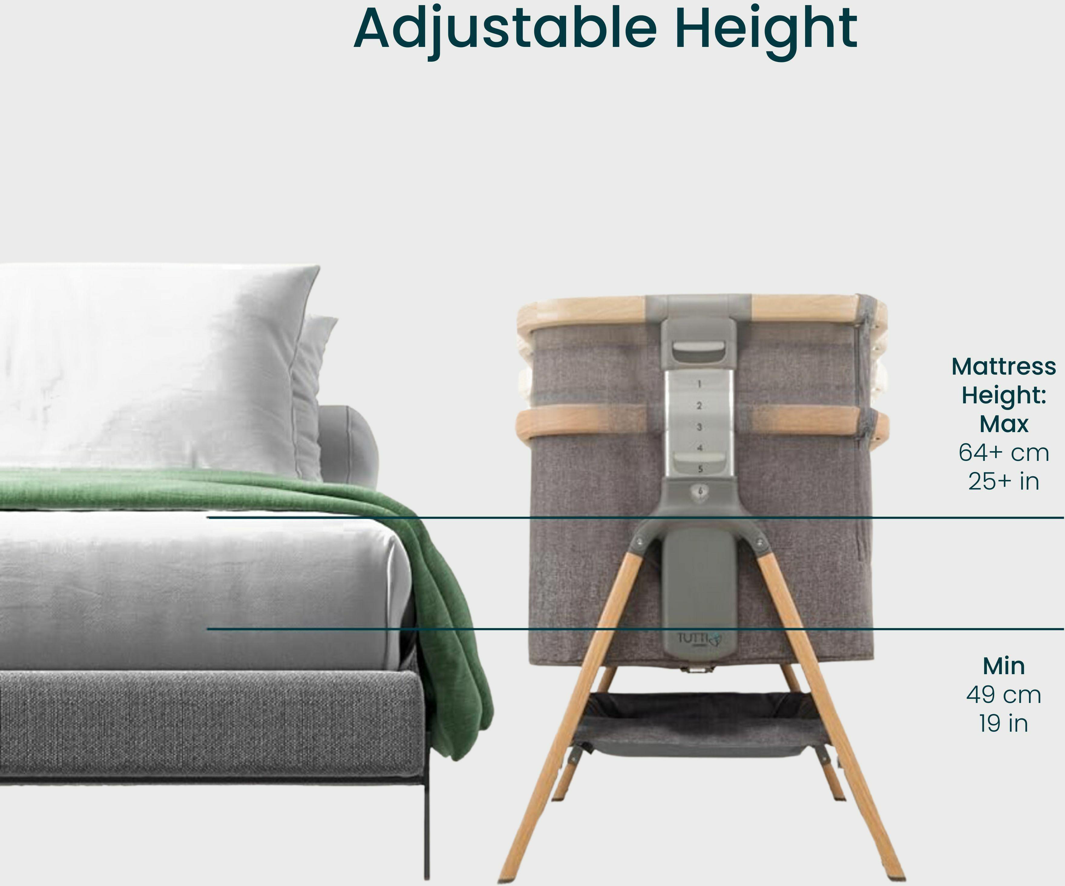 Tutti Bambini CoZee Bedside Crib  - Oak and Charcoal