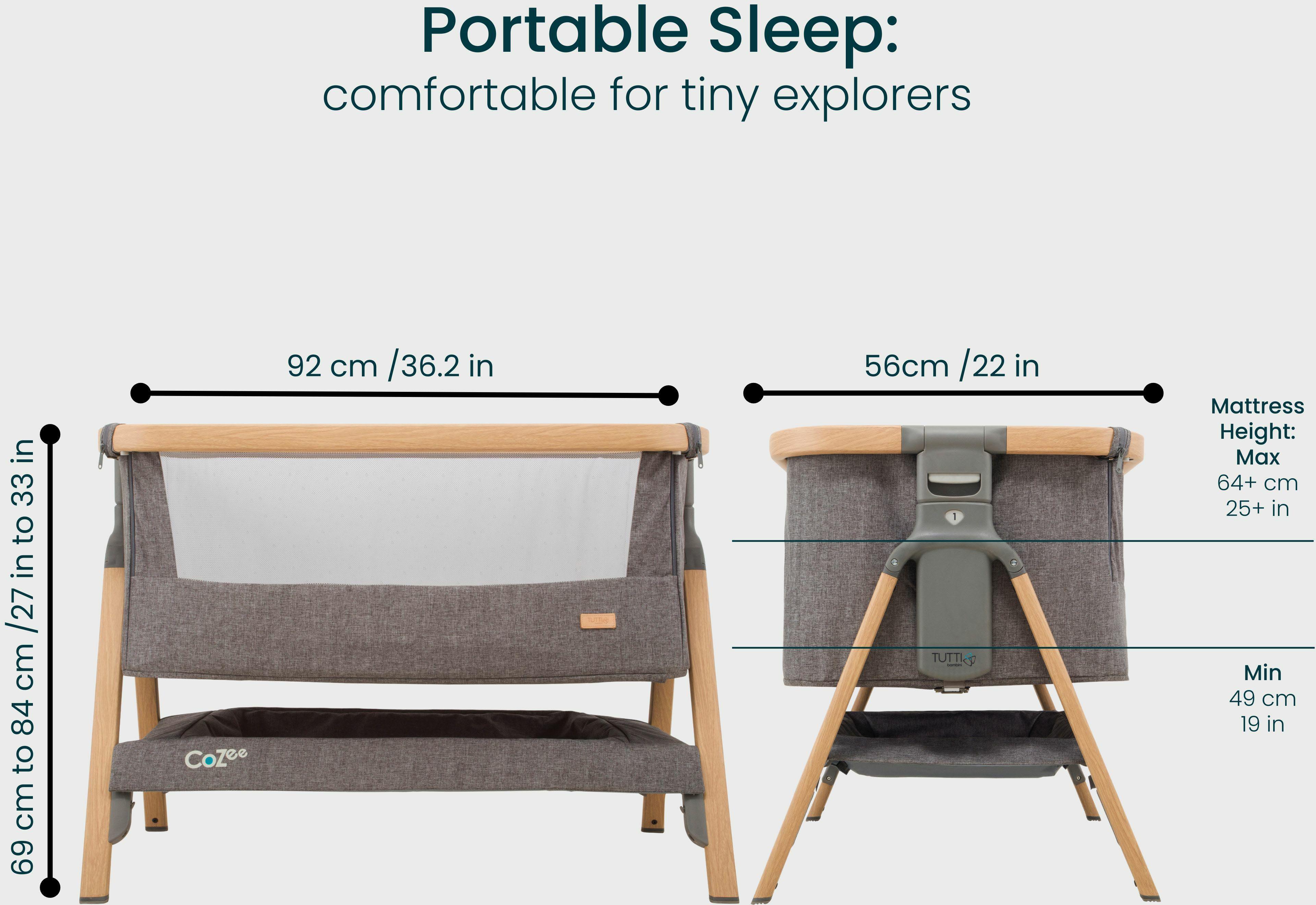 Tutti Bambini CoZee Bedside Crib  - Oak and Charcoal