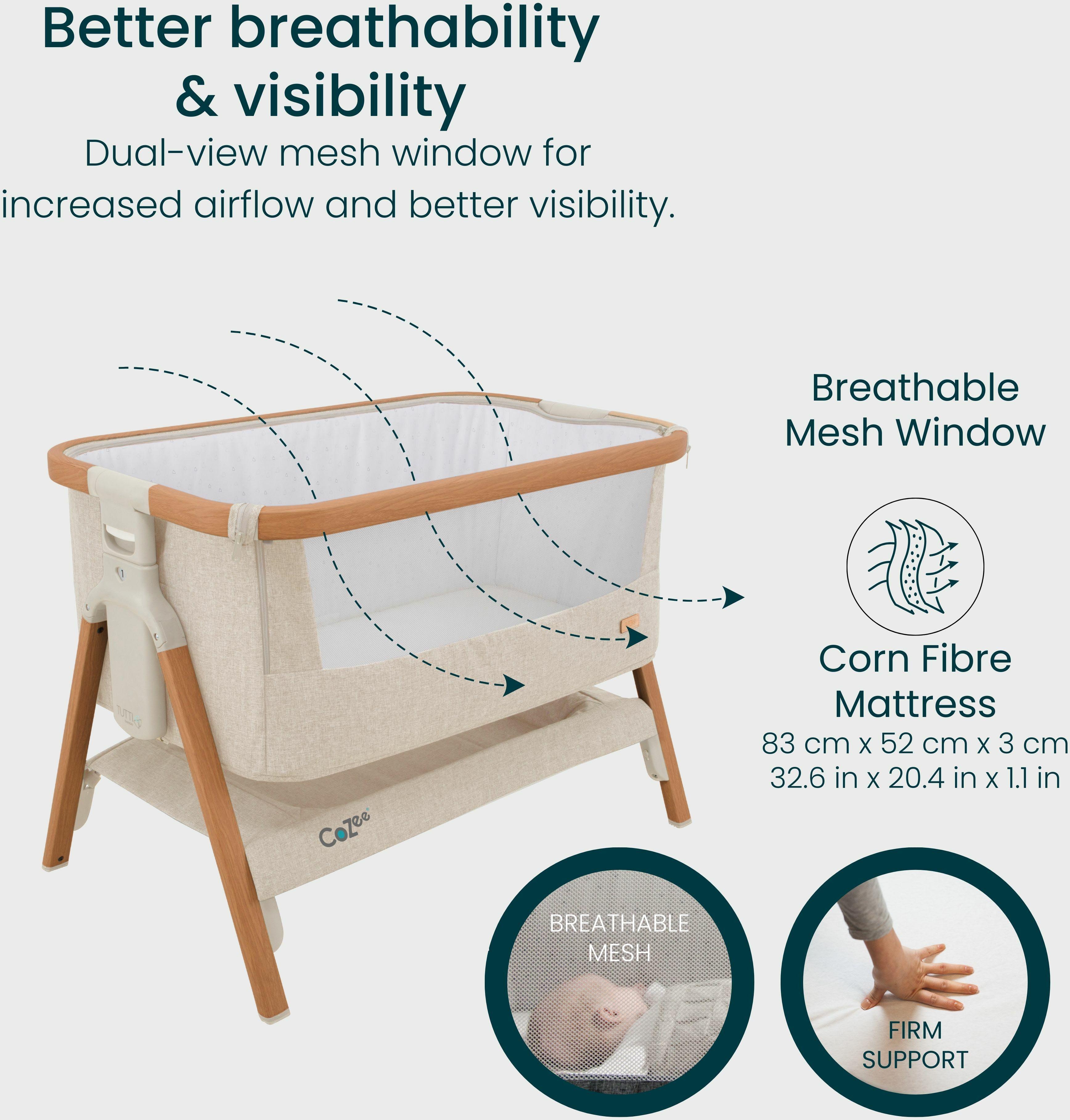 Tutti Bambini Cozee Bedside Crib - Walnut/Ecru