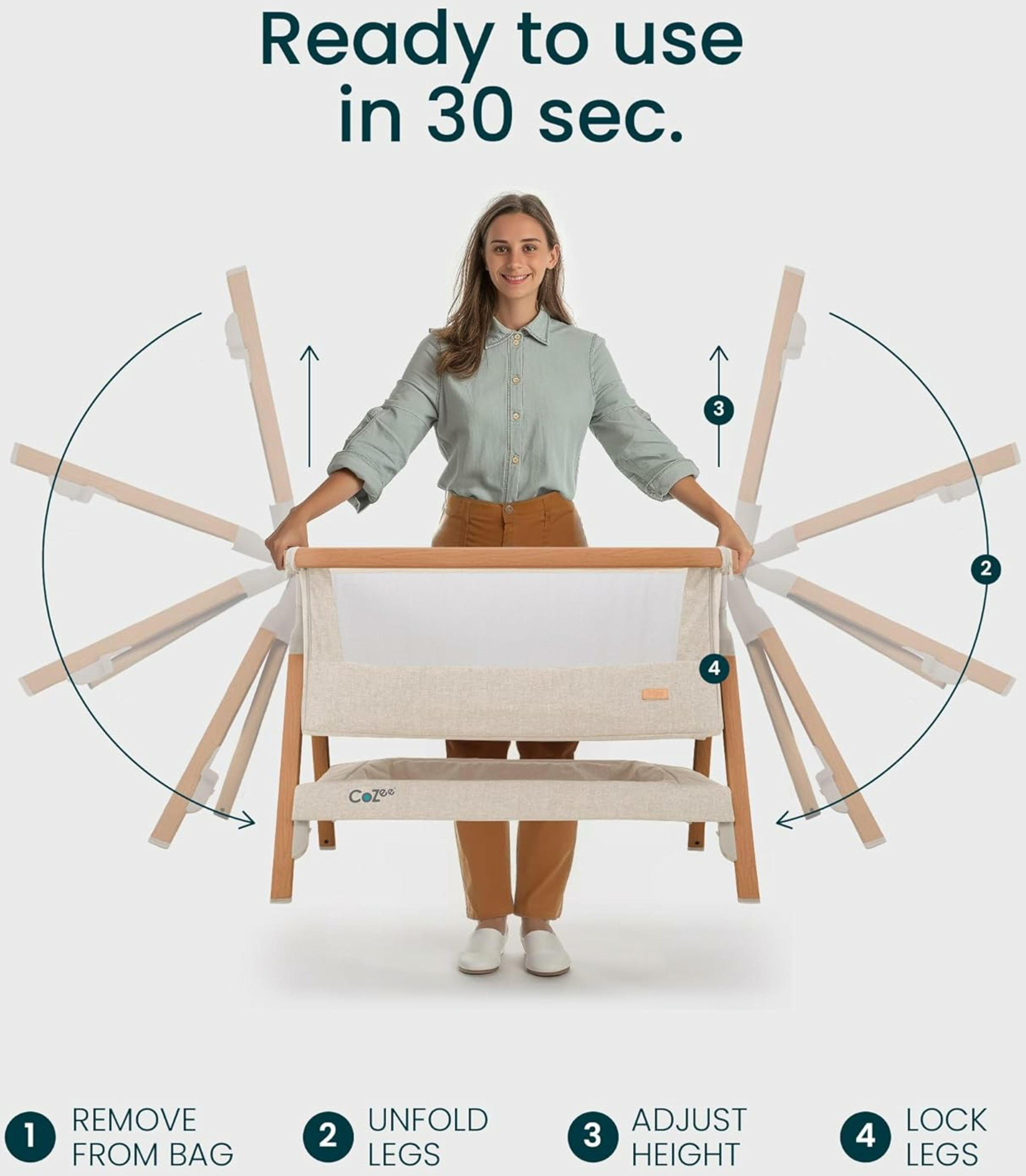 Tutti Bambini Cozee Bedside Crib - Walnut/Ecru