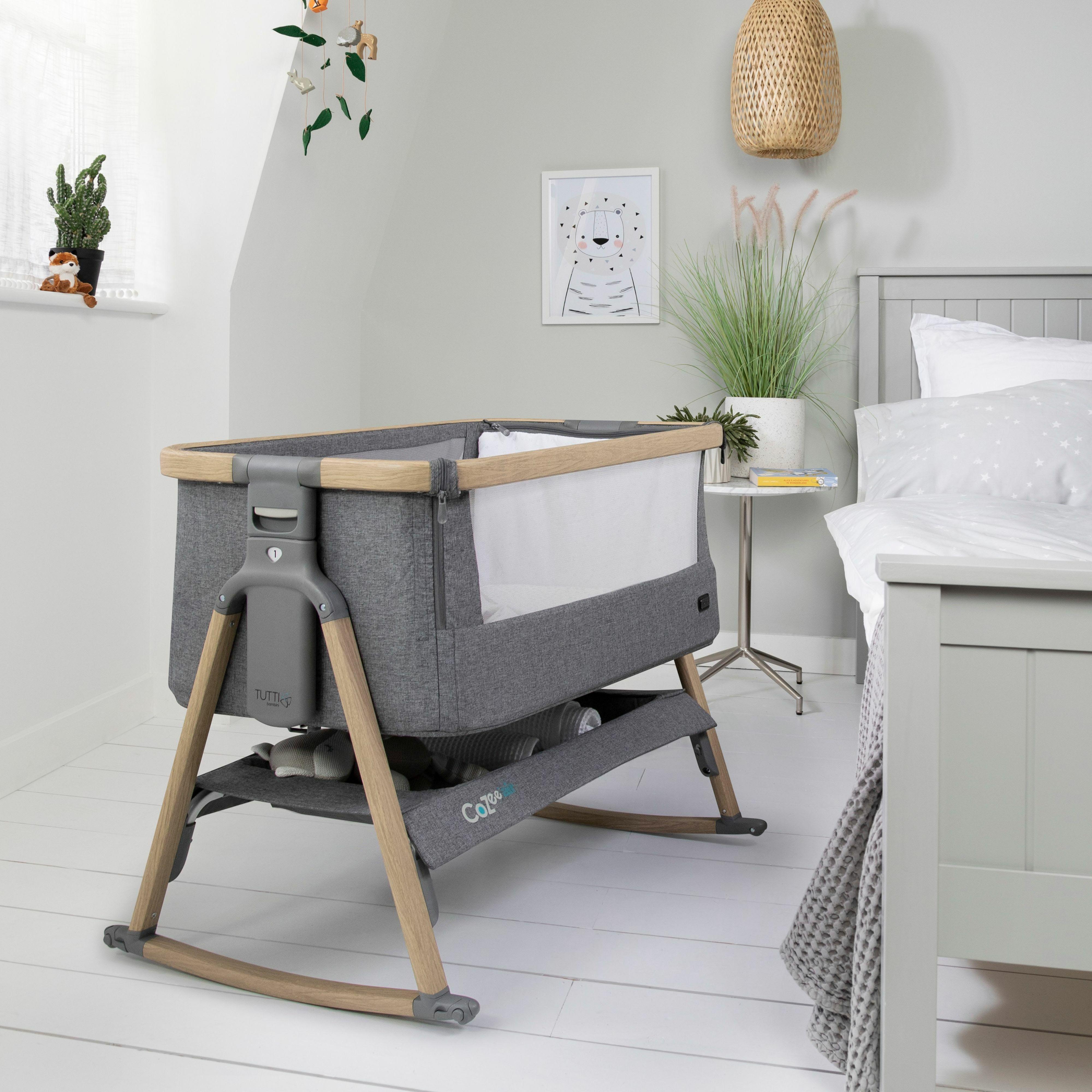 Tutti Bambini CoZee Air Bedside Crib  - Oak/Charcoal