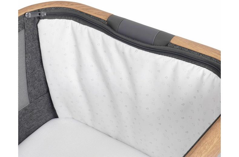 Tutti Bambini CoZee Air Bedside Crib - Oak/Charcoal Tutti Bambini CoZee Air Bedside Crib - Oak/Charcoal