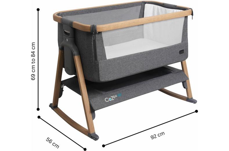 Tutti Bambini CoZee Air Bedside Crib - Oak/Charcoal Tutti Bambini CoZee Air Bedside Crib - Oak/Charcoal