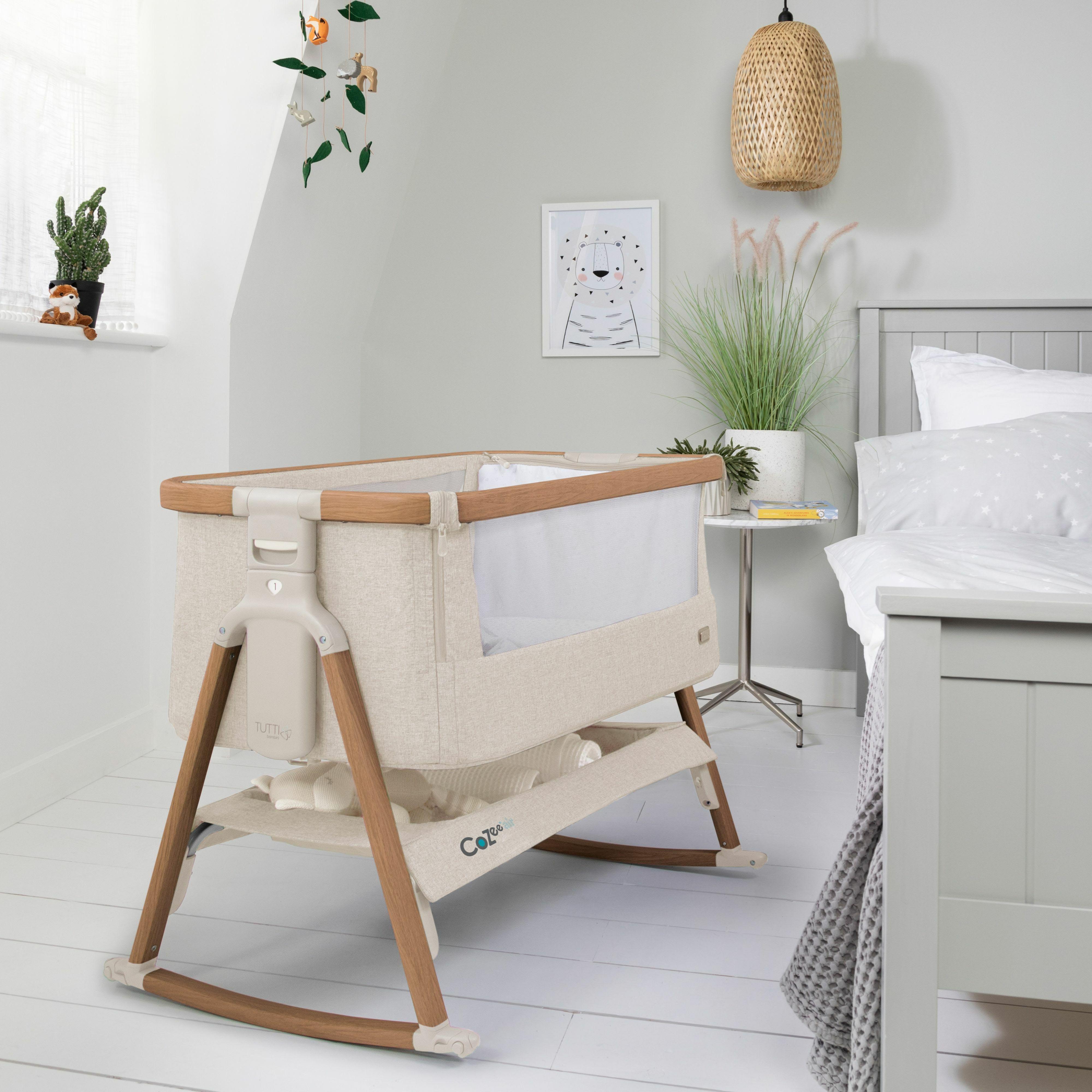 Tutti Bambini CoZee Air Bedside Crib - Walnut/Ecru