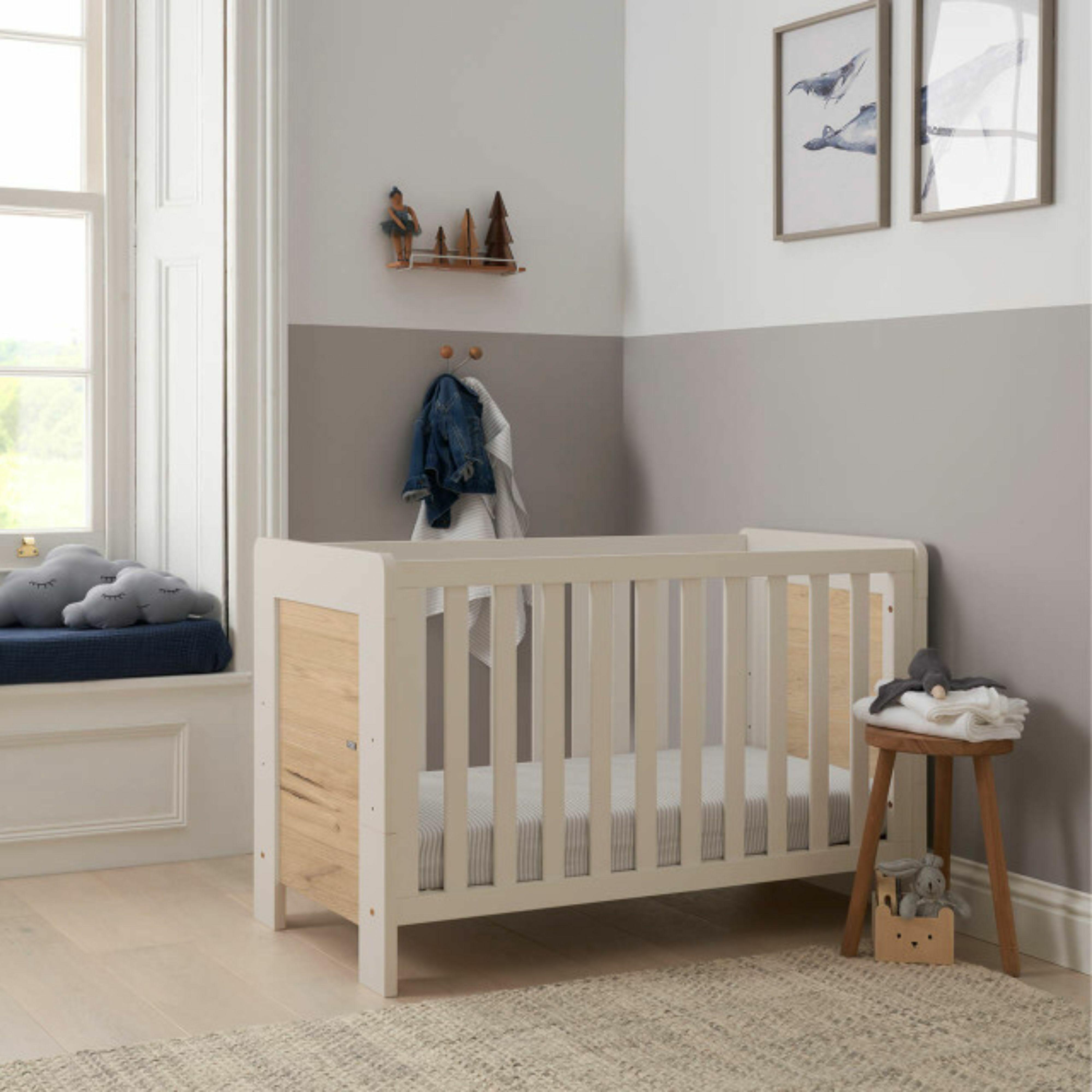 Tutti Bambini Alba Mini Cot Bed   - White Sand /Oak