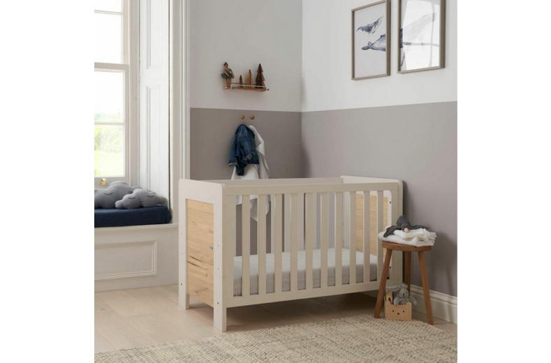 Tutti Bambini Alba Mini Cot Bed - White Sand /Oak Tutti Bambini Alba Mini Cot Bed - White Sand /Oak