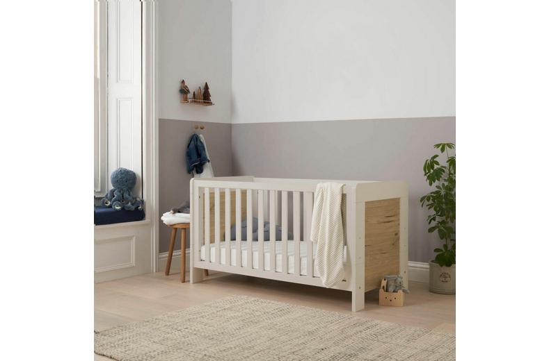 Tutti Bambini Alba Cot Bed - White Sand/Oak Tutti Bambini Alba Cot Bed - White Sand/Oak